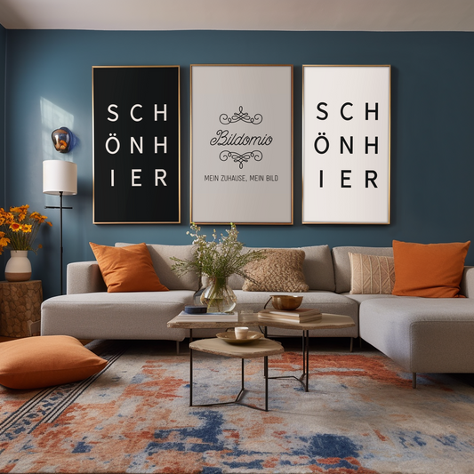 Poster - SCHÖN HIER als Set - schwarzer und weißer Hintergrund