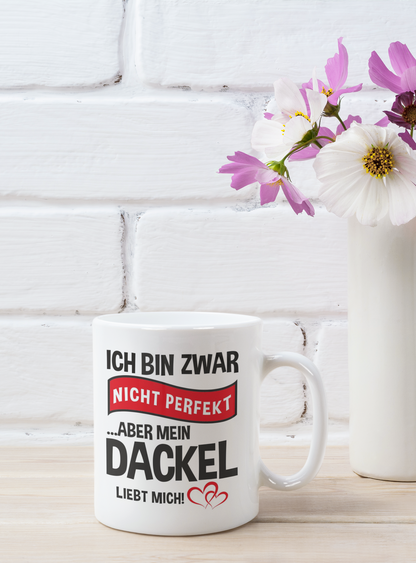 Tasse, innen weiß - Mein Dackel liebt mich - 🩶version