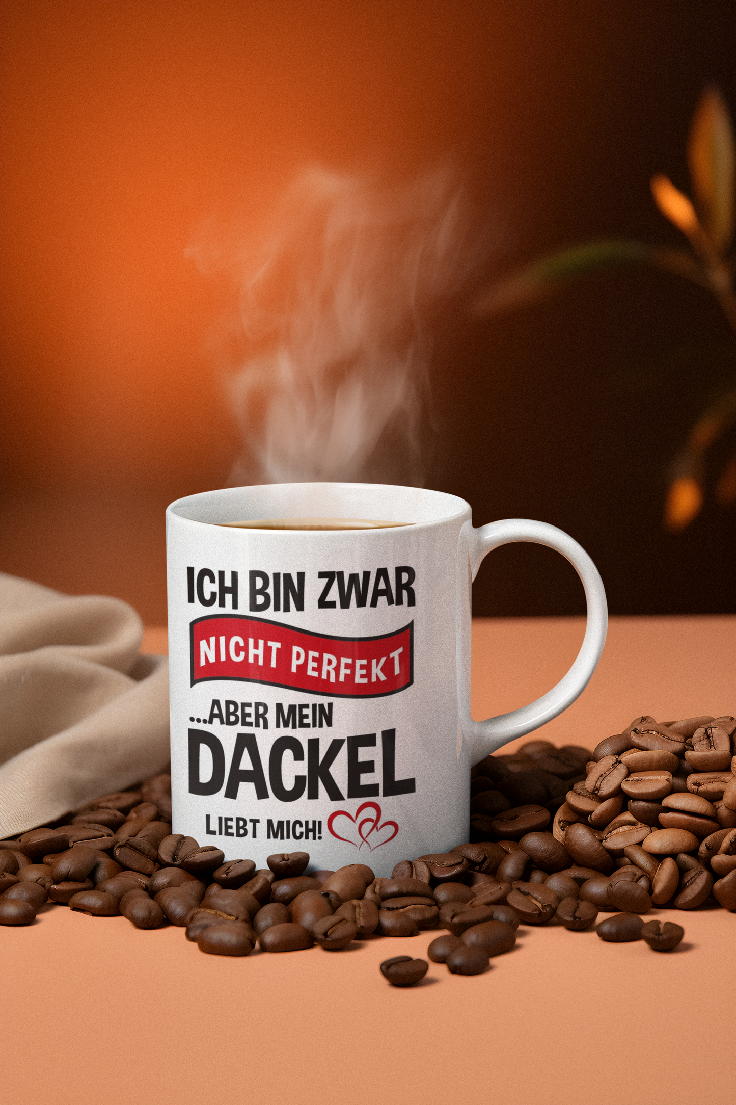 Tasse, innen weiß - Mein Dackel liebt mich - 🩶version