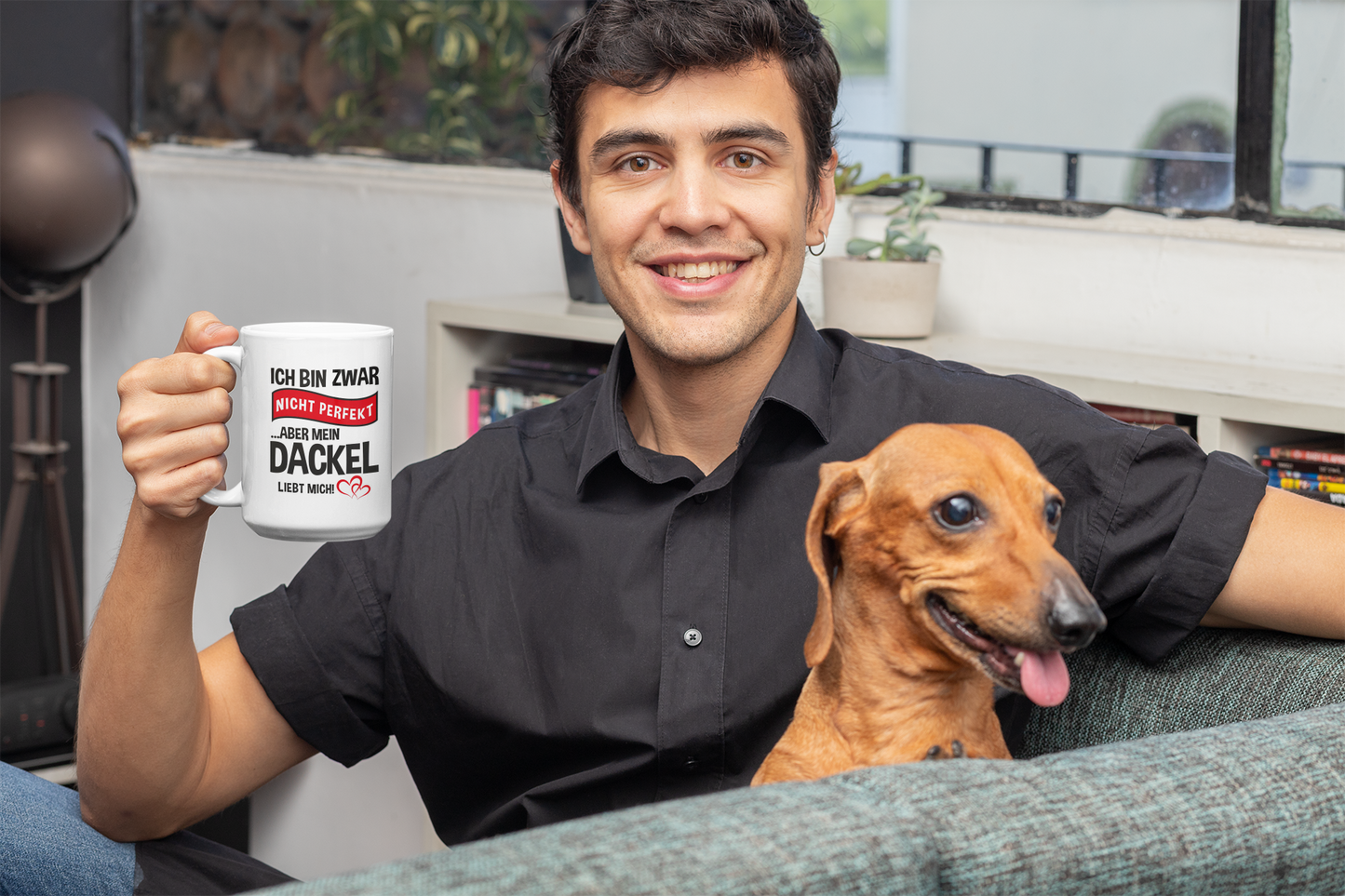 Tasse, innen weiß - Mein Dackel liebt mich - 🩶version