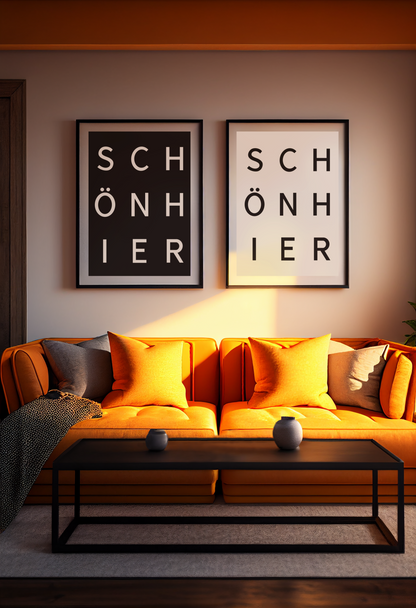 SCHÖN HIER als Set - schwarzer und weißer Hintergrund