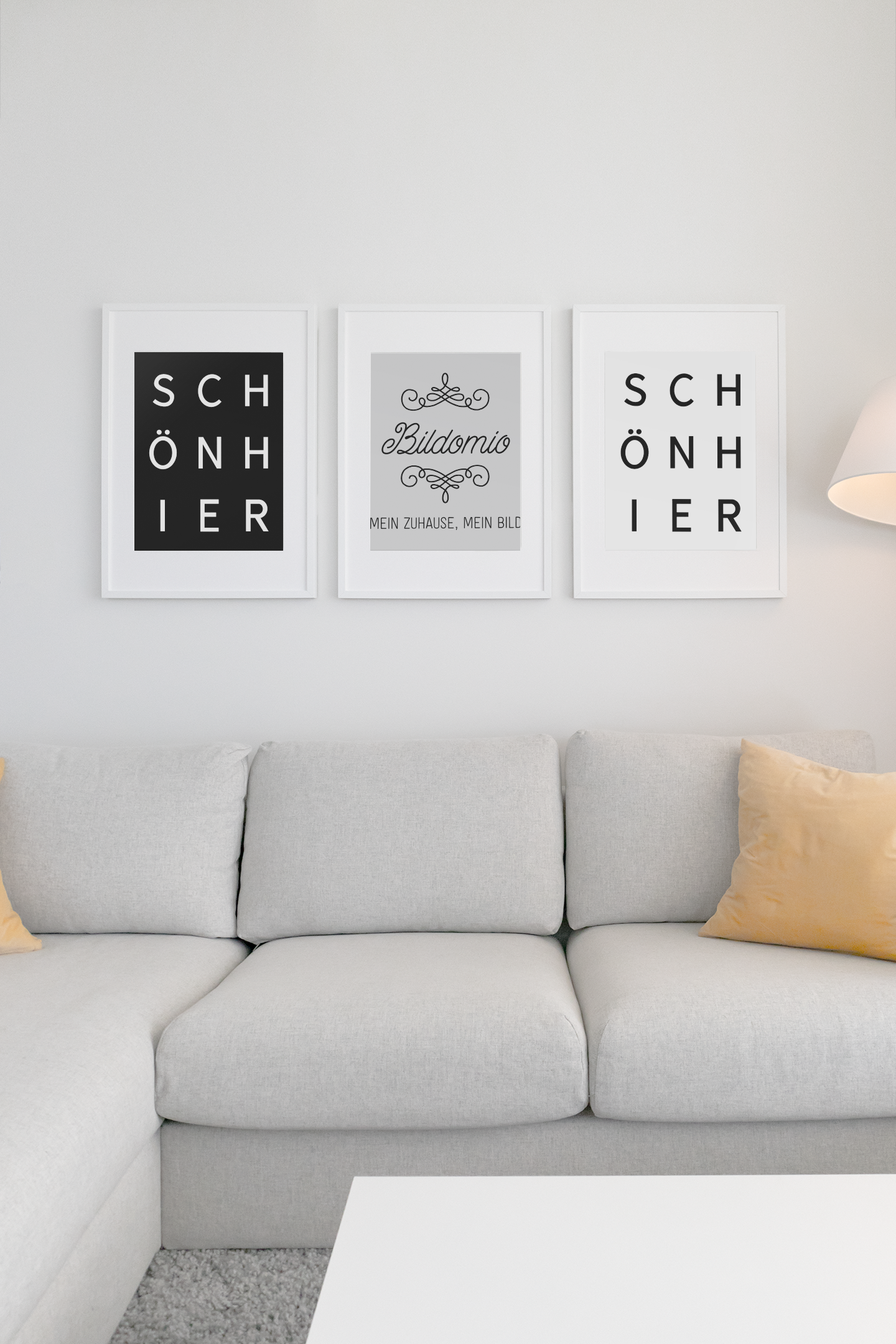SCHÖN HIER als Set - schwarzer und weißer Hintergrund