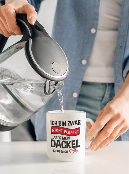Tasse, innen weiß - Mein Dackel liebt mich - 🩶version