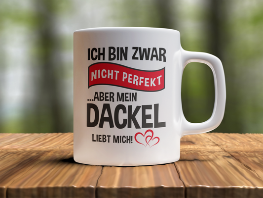 Tasse, innen weiß - Mein Dackel liebt mich - 🩶version