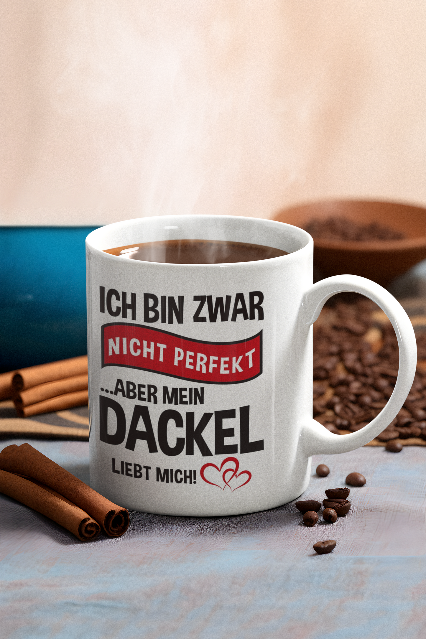 Tasse, innen weiß - Mein Dackel liebt mich - 🩶version