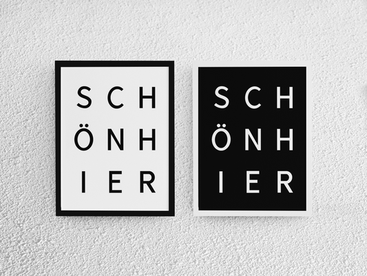 Poster - SCHÖN HIER als Set - schwarzer und weißer Hintergrund