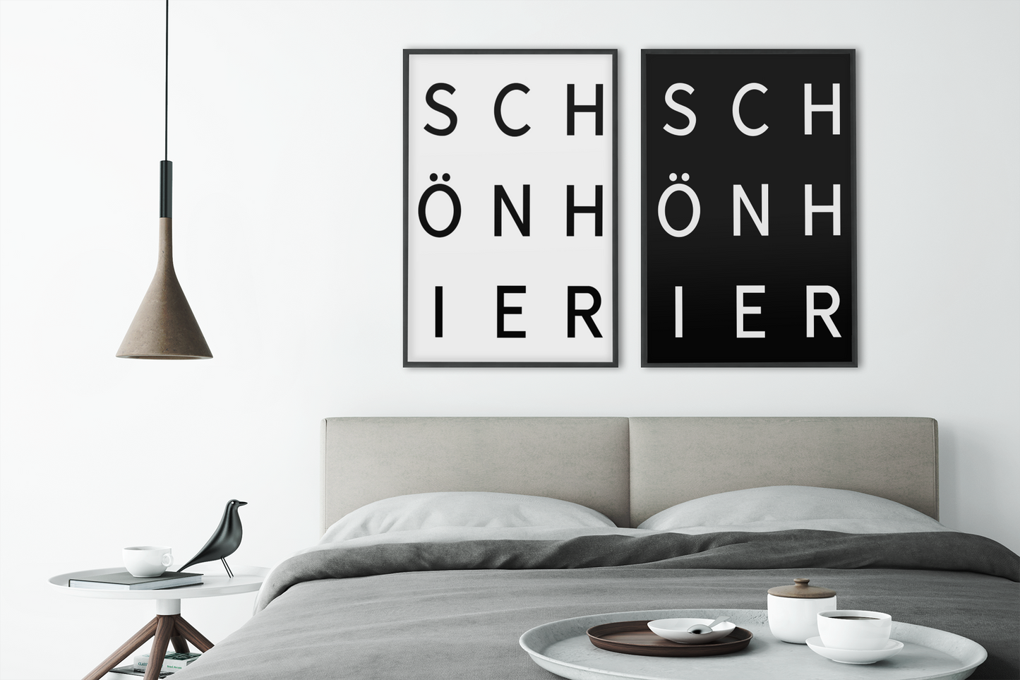 SCHÖN HIER als Set - schwarzer und weißer Hintergrund