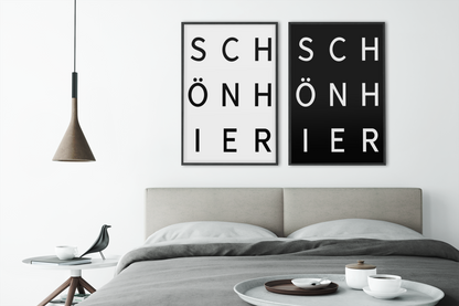 SCHÖN HIER als Set - schwarzer und weißer Hintergrund