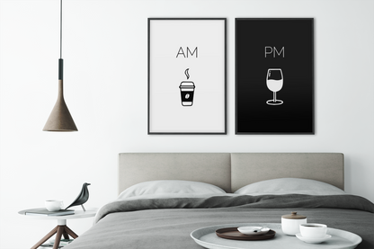AM (morgens) Kaffee - PM (abends) Wein    →    als Set (Version EN)