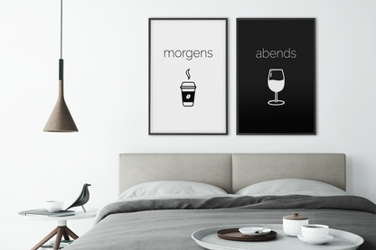 morgens Kaffee - abends Wein    →    als Set (Version DE)
