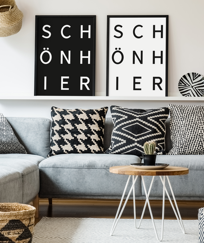 SCHÖN HIER als Set - schwarzer und weißer Hintergrund