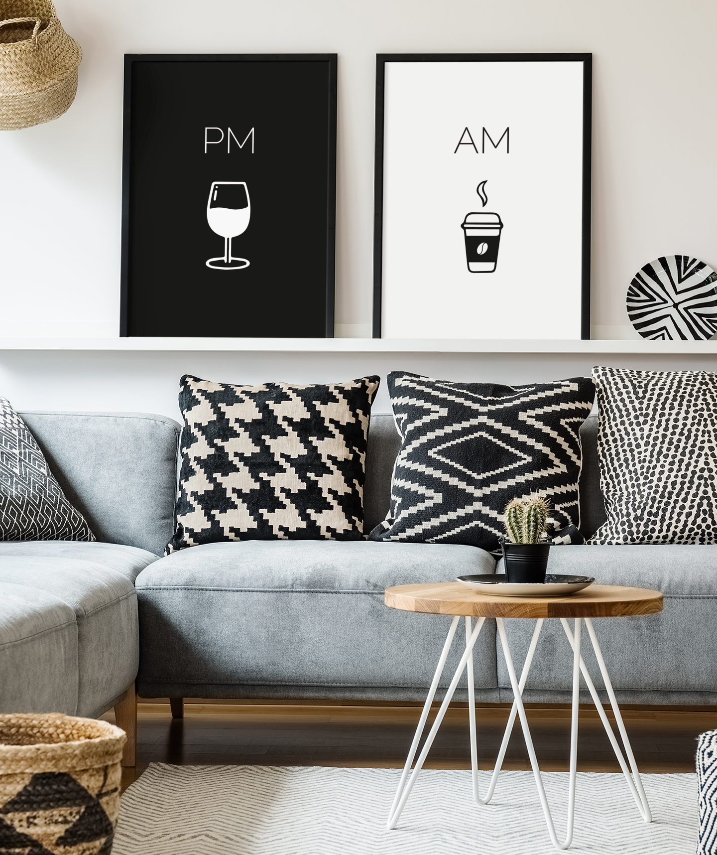 AM (morgens) Kaffee - PM (abends) Wein    →    als Set (Version EN)