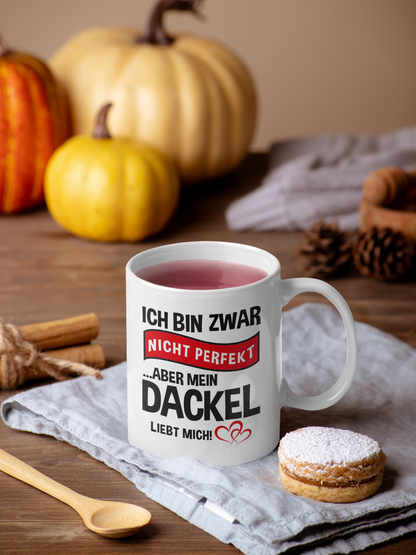 Tasse, innen weiß - Mein Dackel liebt mich - 🩶version